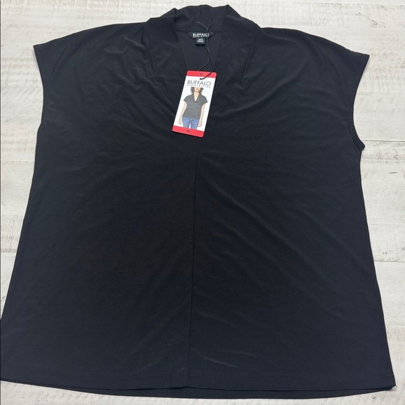 Buffalo david bitton Elevated Knit V Neck Blouse with Cap Sleeve NWT - Picture 2 of 9